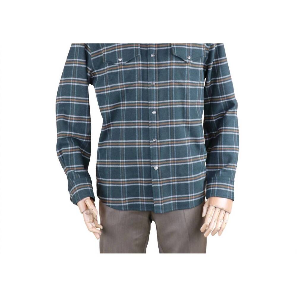 NEW FEDELI men's jasper camicia flannel shirt jacket in evergreen